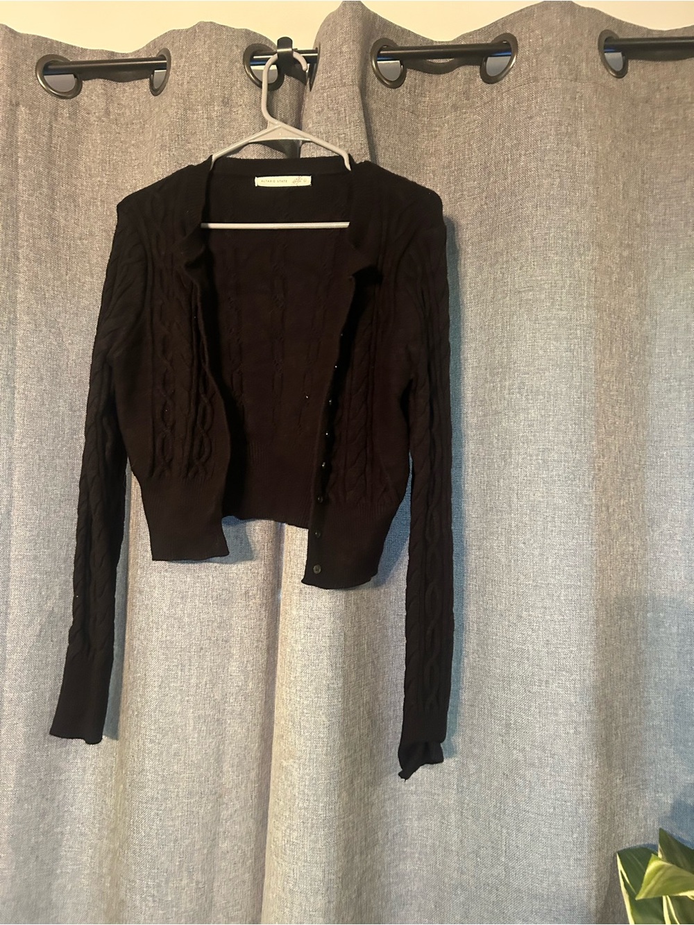 Altar'd State Black Cable-Knit Cropped Cardigan